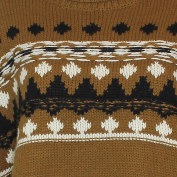 Oak and Ivy knit sweater brown with geometric pattern oversize turtleneck Medium - Picture 8 of 8